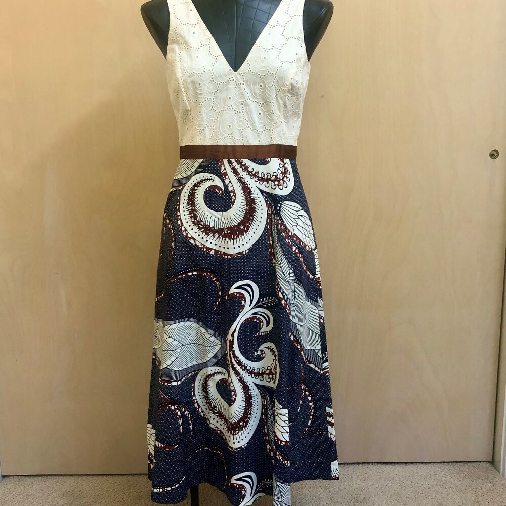 Kimera Brooklyn NY Designer Midi Sleeveless Dress Mixed Dead-Stock Fabric XS